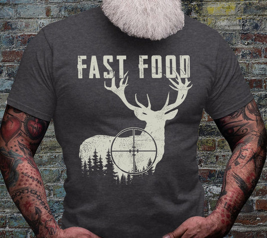 Fast Food Tshirt | Deer Shirt | Hunting T-shirt | Outdoor Scene Shirt | Antler Dad Gift Idea | Hunter Shirts | Camping Scene Tee | Boho Tees