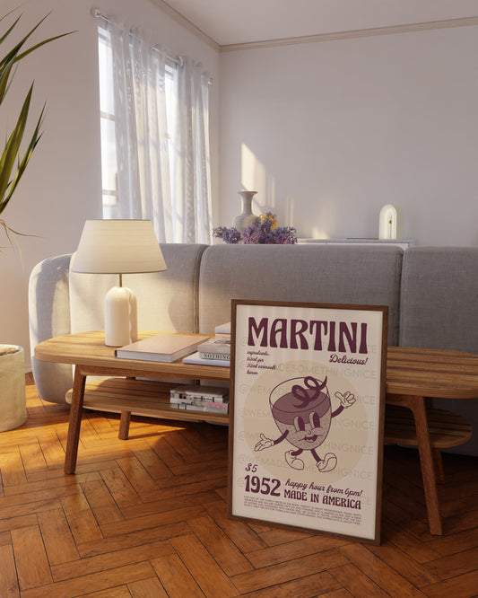 Martini Poster, Kitchen Art, Kitchen Poster, Cocktail Art, Funny Print, Retro Wall Art, Home Decor