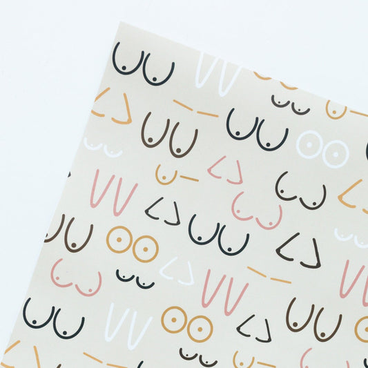Boobs Wrapping Paper 700x500mm - Tits Gift Wrap Sheet - Valentine's Day Wrapping Paper - Breast Feeding Gift - Feminism Gift Wrap