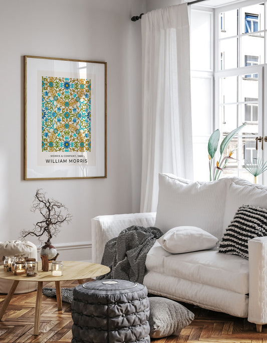 William Morris Poster, William Morris Print, William Morris Blue Art, Vintage Poster, Floral Print, Floral Vintage Print, Contemporary print