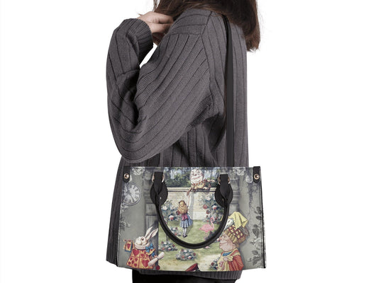 Alice in Wonderland Bag, Classic Alice Leather Tote Bag - Through the Looking Glass, Gift for Alice in Wonderland Afficionados