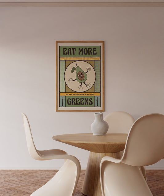 Eat More Greens Poster, Funny Print, Funny Quote Print, Kitchen Art, Kitchen Poster, Kitchen Print, Food Art, Food Poster