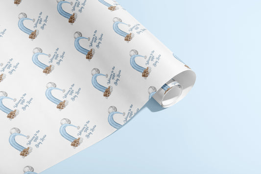 Personalised Wrapping Paper, Birthday, Gift Wrap, Customised, New Born, New Baby, Baby Shower, Celebration, Girl, Blue, Paper, Festive, Eco