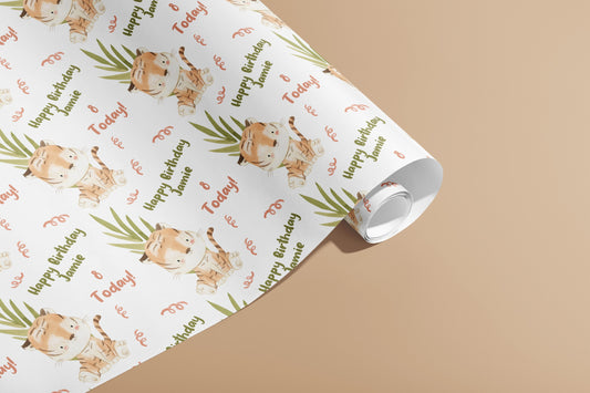 Personalised Wrapping Paper, Birthday, Names, Gift Wrap, Tigers, Orange, Customised, Jungle, Party, Baby, Children, Gifts, Presents, Ages