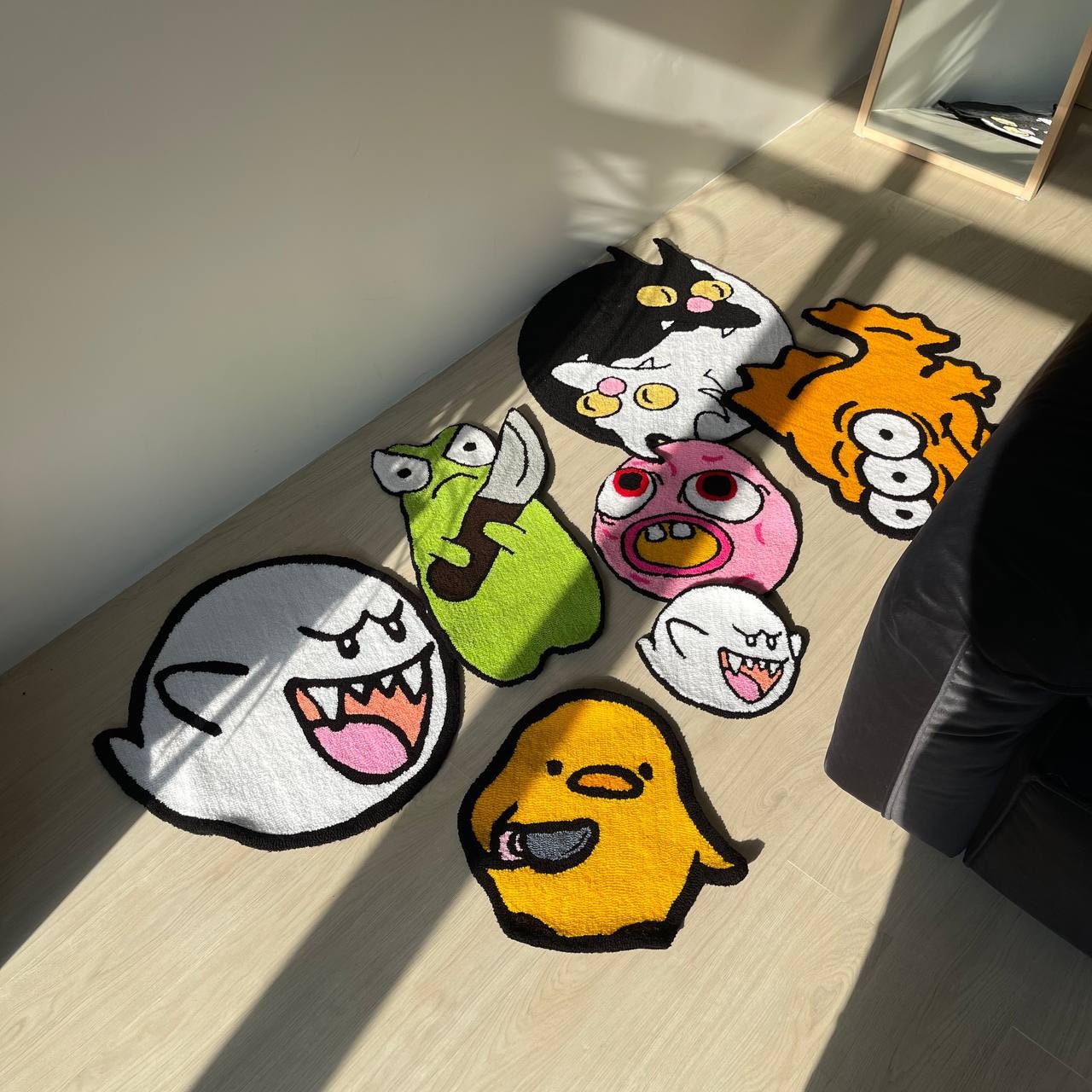 Handmade Yin Yang Cat Rug: Acrylic Tufted Cartoon Carpet