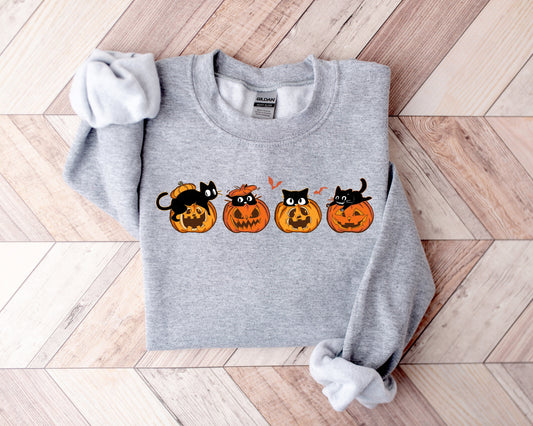 Halloween Sweatshirt,Cat Sweatshirt,Ghost Shirt,Halloween Sweater,Cool Halloween Cat Shirt,Cat Lover Tshirt, Black Cat Shirt,Spooky Season