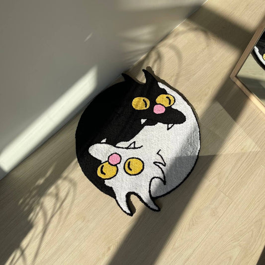 Handmade Yin Yang Cat Rug: Acrylic Tufted Cartoon Carpet