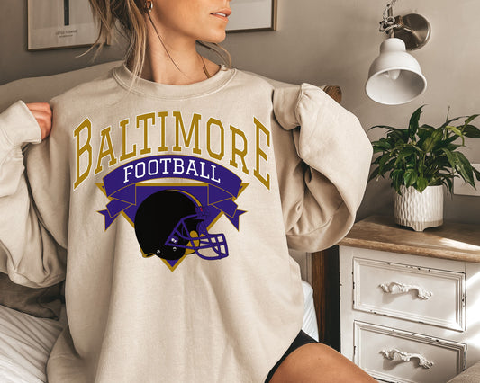 Baltimore Football Sweatshirt, Vintage Baltimore Crewneck, Retro Baltimore Sweatshirt, Baltimore Varsity Sweatshirt, Baltimore Long Sleeve