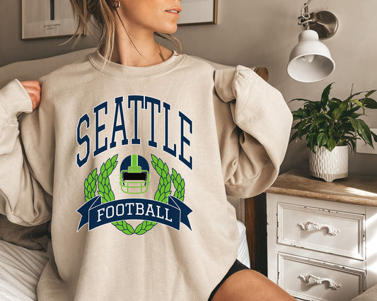 Seattle Football Sweatshirt, Vintage Seattle Crewneck, Retro Seattle Sweatshirt, Seattle Varsity Sweatshirt, Seattle Long Sleeve