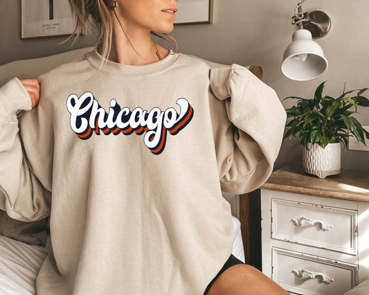 Chicago Football Sweatshirt, Vintage Chicago Crewneck, Retro Chicago Sweatshirt, Chicago Varsity Sweatshirt, Chicago Long Sleeve