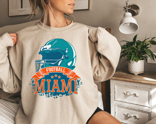 Miami Football Sweatshirt, Vintage Miami Crewneck, Retro Miami Sweatshirt, Miami Varsity Sweatshirt, Miami Long Sleeve