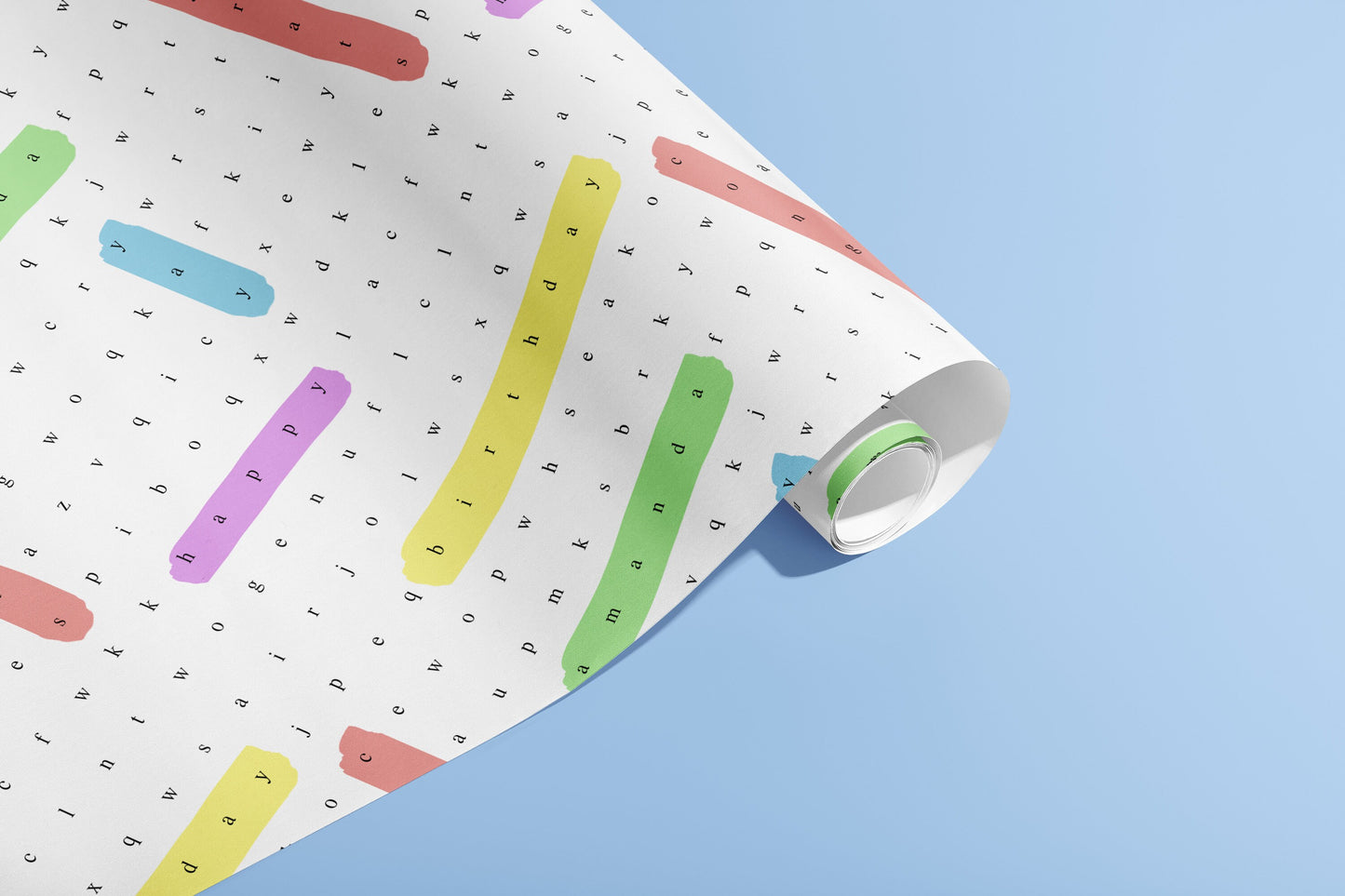 Personalised Birthday Gift Wrap, Wrapping Paper, Word search, Your Name, Customised, Wedding, Party, Paper, Your Age, Eco, Recyclable, Ink