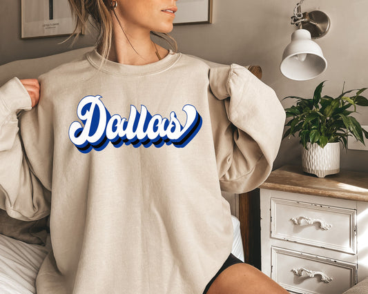 Dallas Football Sweatshirt, Vintage Dallas Crewneck, Retro Dallas Sweatshirt, Dallas Varsity Sweatshirt, Dallas Long Sleeve