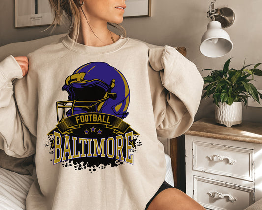 Baltimore Football Sweatshirt, Vintage Baltimore Crewneck, Retro Baltimore Sweatshirt, Baltimore Varsity Sweatshirt, Baltimore Long Sleeve