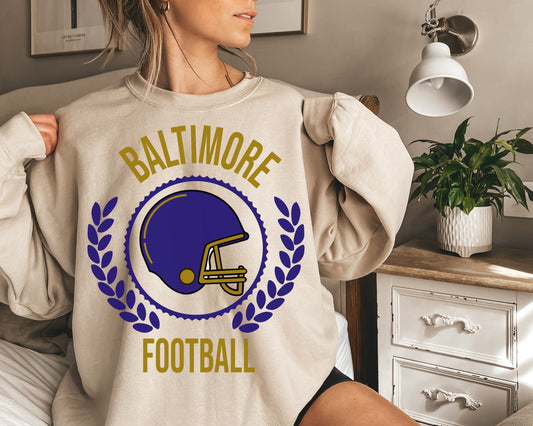 Baltimore Football Sweatshirt, Vintage Baltimore Crewneck, Retro Baltimore Sweatshirt, Baltimore Varsity Sweatshirt, Baltimore Long Sleeve