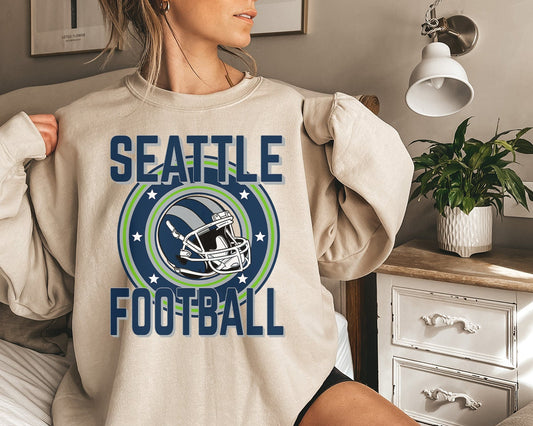 Seattle Football Sweatshirt, Vintage Seattle Crewneck, Retro Seattle Sweatshirt, Seattle Varsity Sweatshirt, Seattle Long Sleeve
