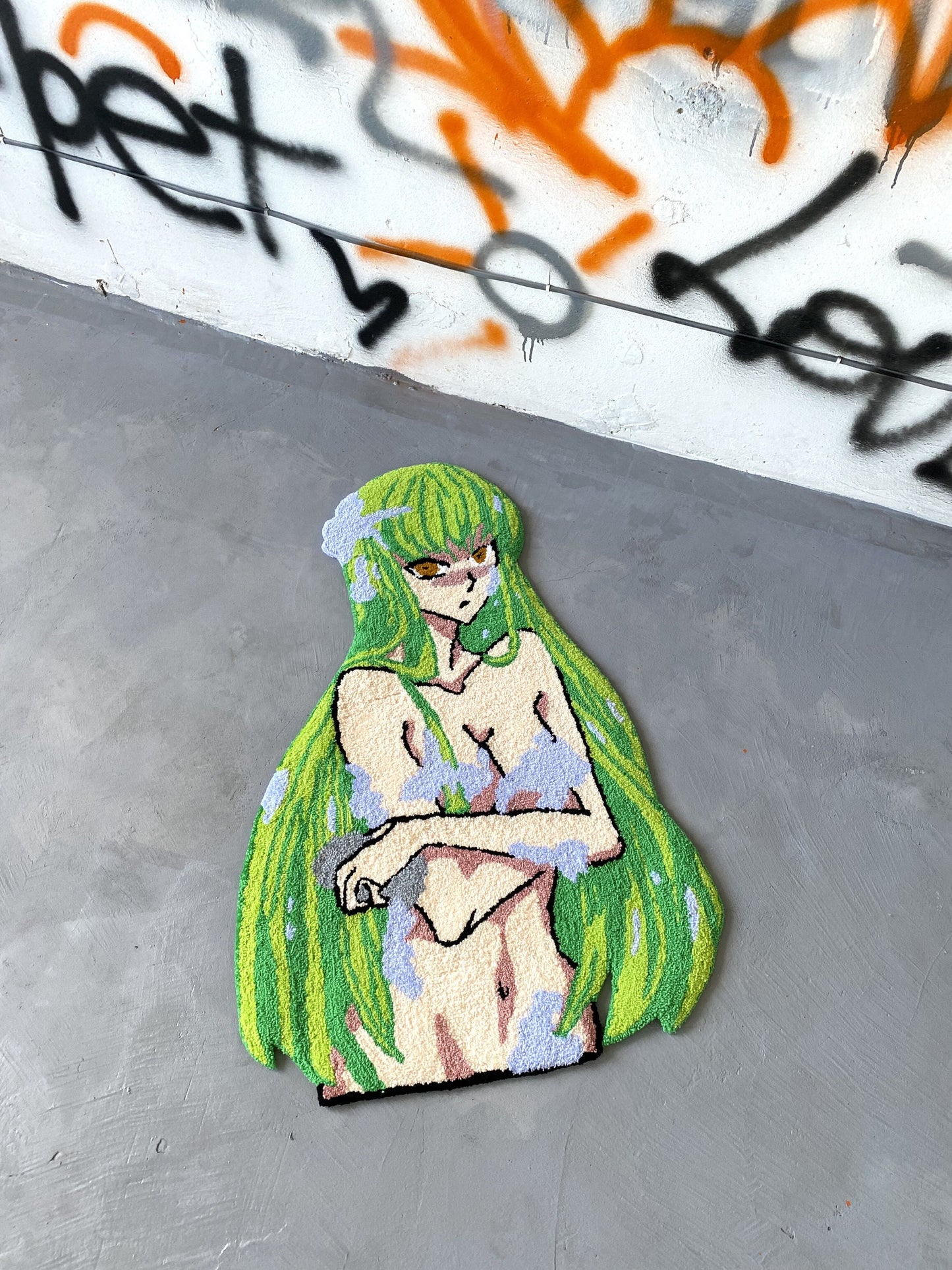 Tufted Anime Girl Rug, Tufted Anime Character Rug, Modern Rug, bedroom floor mat, Anime Fan Gift, Aesthetic Rug, Non-slip rug