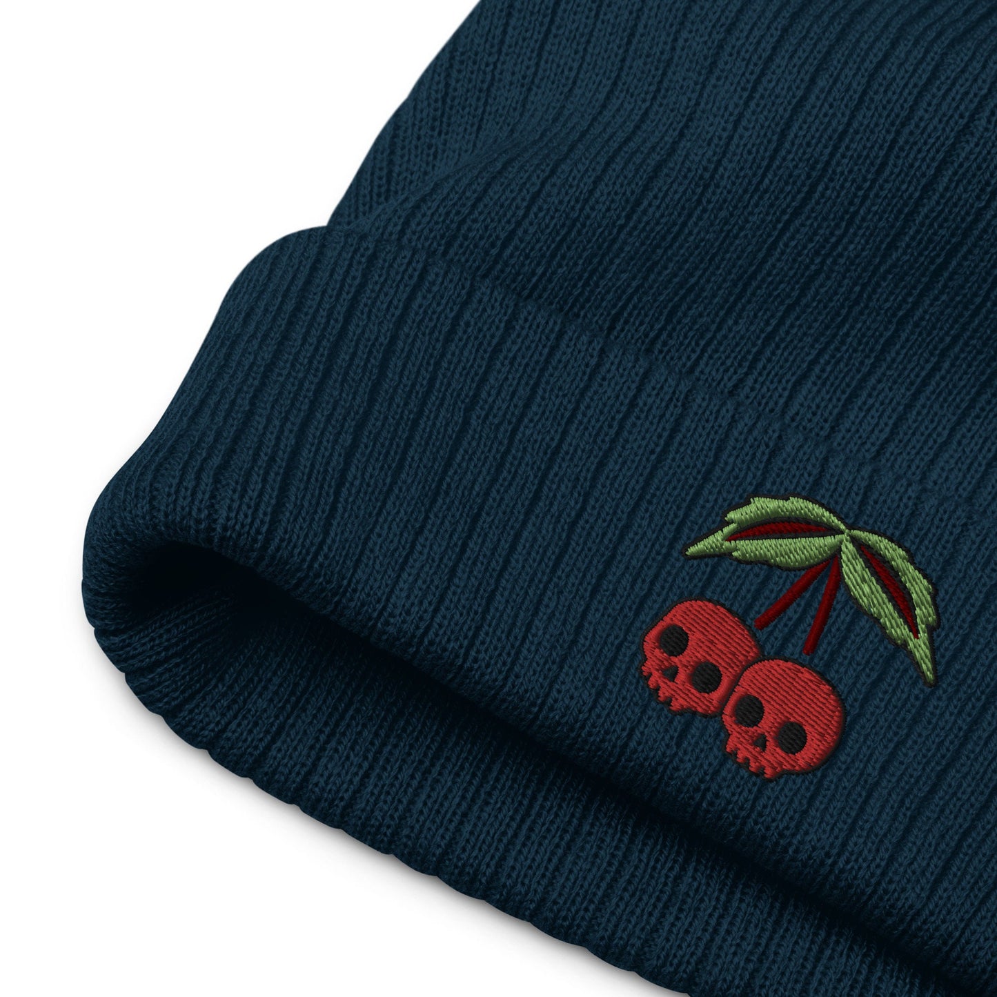 Cherry Skulls Embroidered Beanie, Cherry Beanie, Skull Beanie, Punk Rock Beanie, Winter Hat, Skull Hat, Cute Skulls, Goth Beanie, Emo Hat