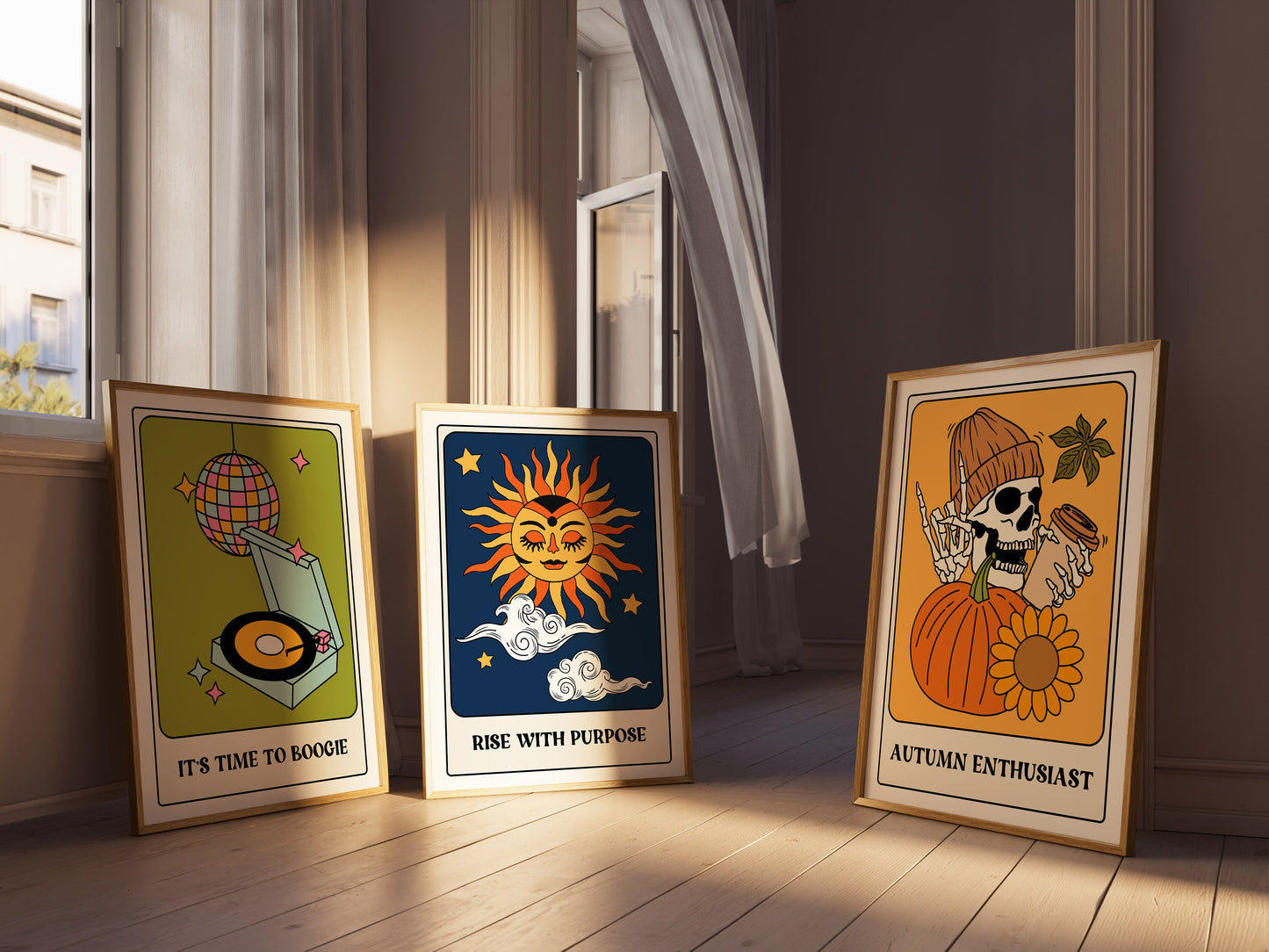 Enjoy A Cold Beer Tarot Card Style Print - Pint, Funky Retro Home Wall Art, Fun Tarot Card, Bold Colourful Cool Quote Print, 90s Trendy Art