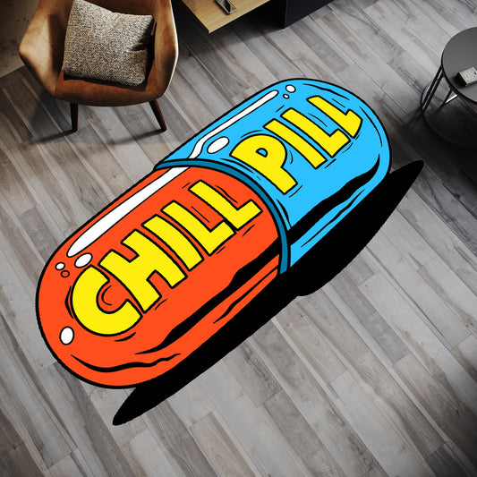 Chill Pill Rug: Colorful Modern Area Rug, Non-Slip Cotton