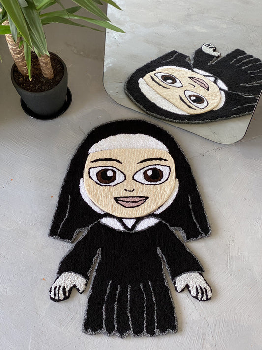 Transforming Handmade Halloween Nun Rug, Gift idea home decor, Ready to Ship!