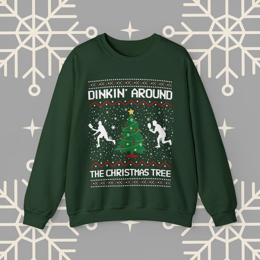 Dinkin' Around the Christmas Tree Pickleball Sweatshirt, Ugly Christmas , Funny Christmas , Pickleball Crewneck