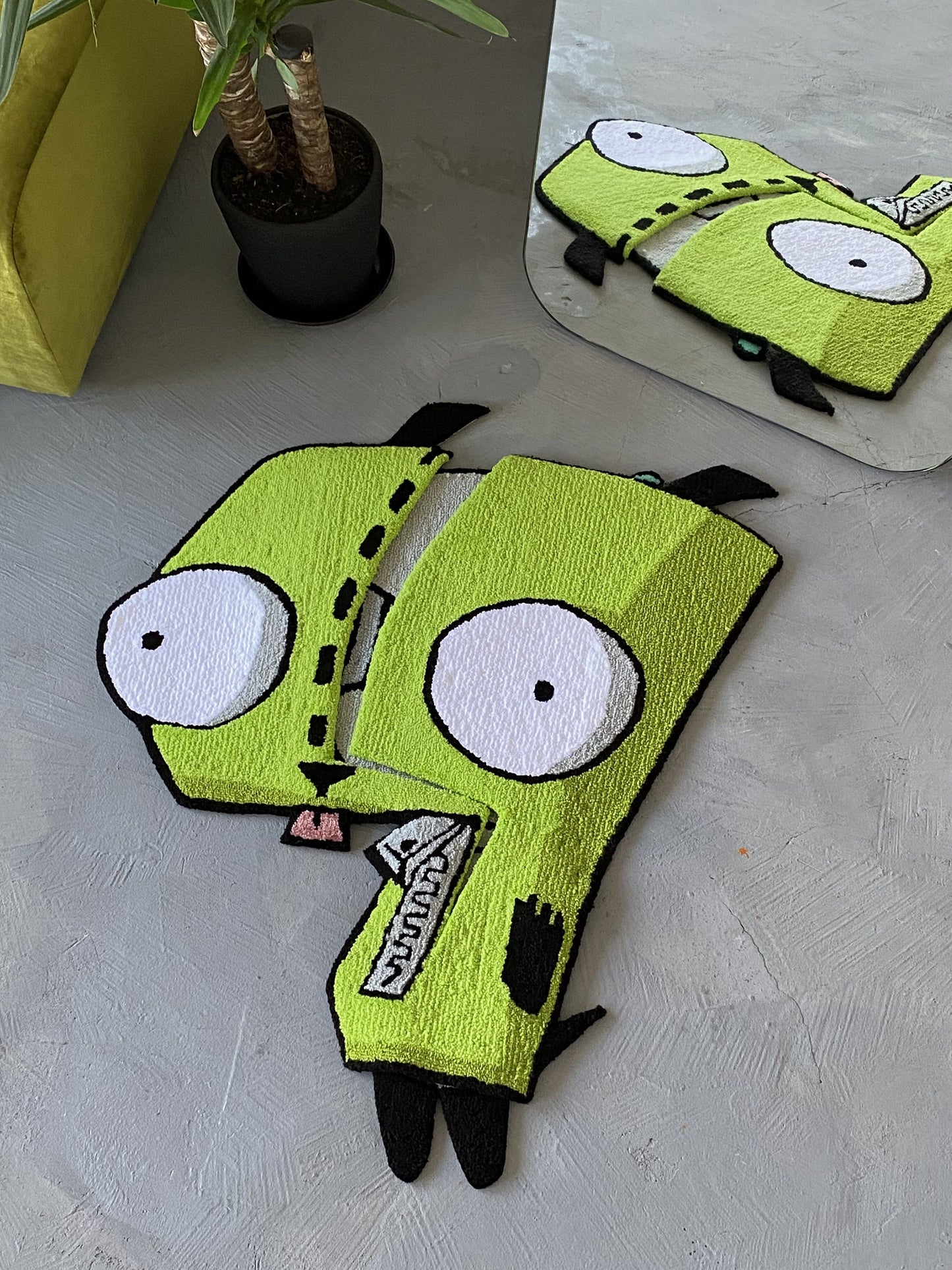 Transforming Cartoon character, Custom Cartoon Invader Rug - Handcrafted Sci-Fi Tribute, non-slip rug, Alien custom rug
