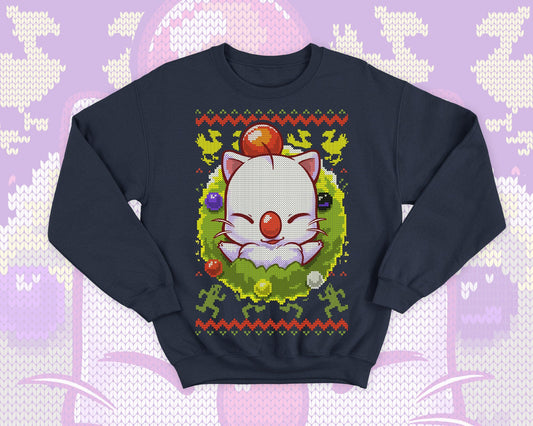 Moogle Ugly Christmas - Final fantasy cute gift - Chocobo cactuar winter sweatshirt