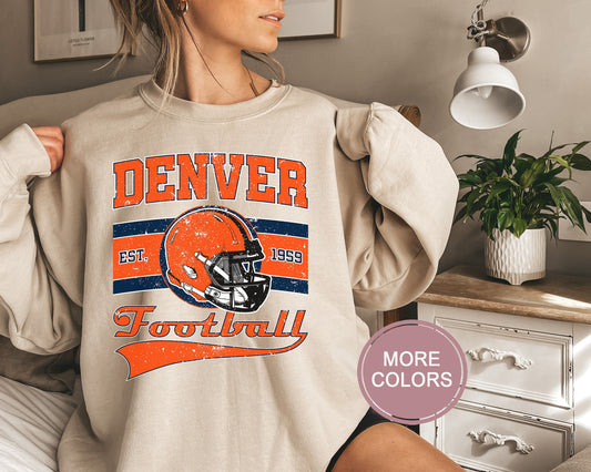 Denver Football Sweatshirt, Vintage Denver Crewneck, Retro Denver Sweatshirt, Denver Varsity Sweatshirt, Denver Long Sleeve
