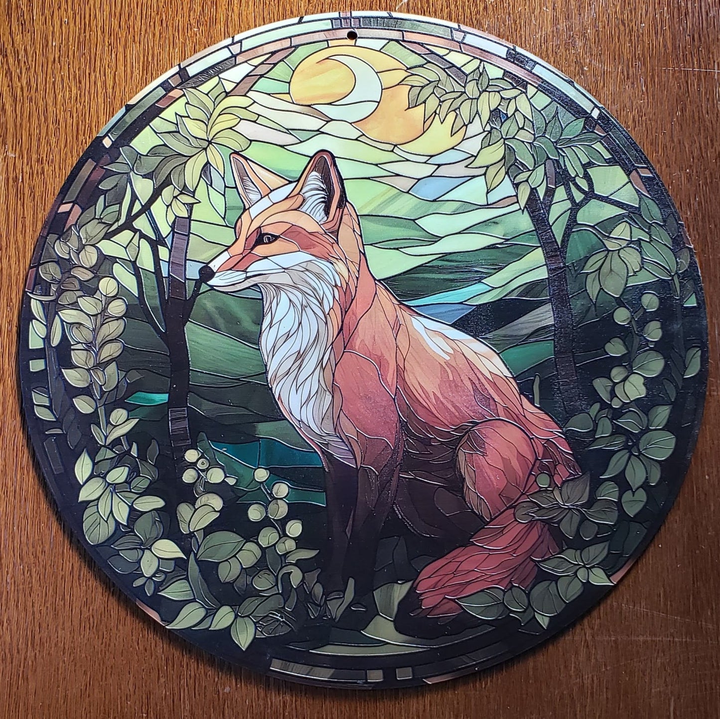 Aurora Borealis - Northern Lights: Stained Glass Style Window Hanging