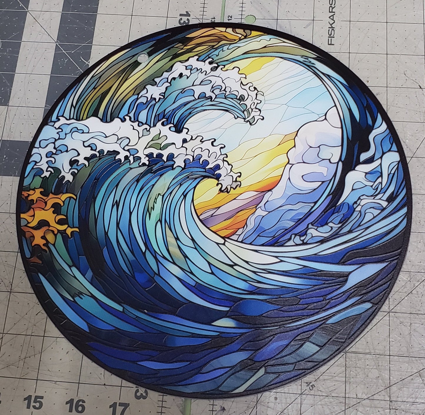 Japanese River: Stained Glass Style Window Hanging