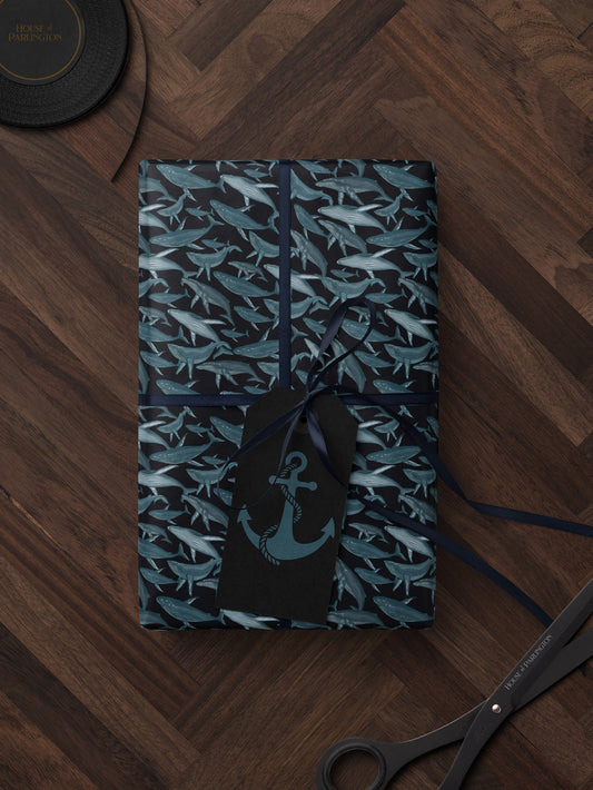 Whale Gift Wrap for Him Whale Art Print Sealife Wrapping Paper Kid Marine Life Print Blue Wrapping Paper Craft Supply Father Day Gift Dad