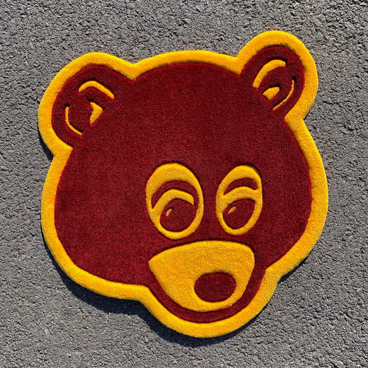 Kanye West College Dropout Bear Logo Design Tufted Rug / Custom Rug, Fluffy & Soft, Handmade Rug, Housewarming Gifts, Handmade Gift