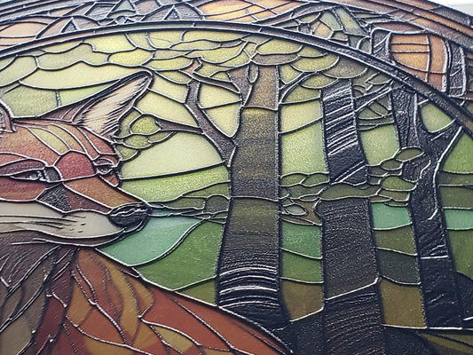 Forest Fox #4: Stained Glass Style Window Hanging