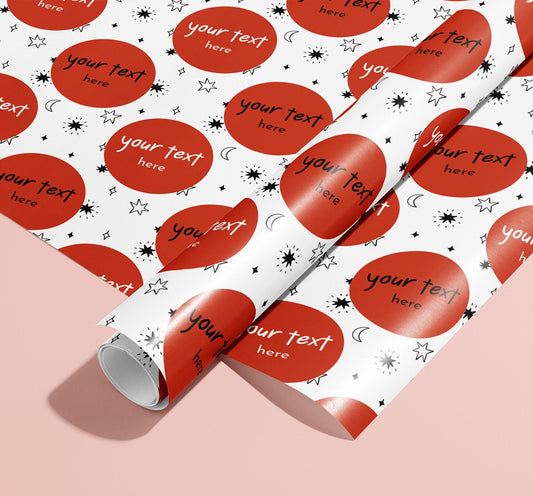 Personalised Wrapping Paper, Gift Wrap, Customised, Birthday, New Born, New Baby, Baby Shower, Celebration, Boy, Red, Paper, Festive