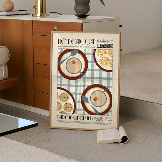 Hot Chocolate Print, Drink Poster, Modern Kitchen Decor, Retro Poster, Pop Art, Kitchen Art, Exhibition Poster, Illustration, Coffee Lover