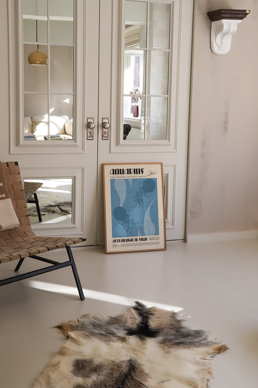 Aquarius Poster, Horoscope Print, Astrological Wall Art, Illustration, Exhibition Poster, Zodiac Poster, Birthday Present Housewarming