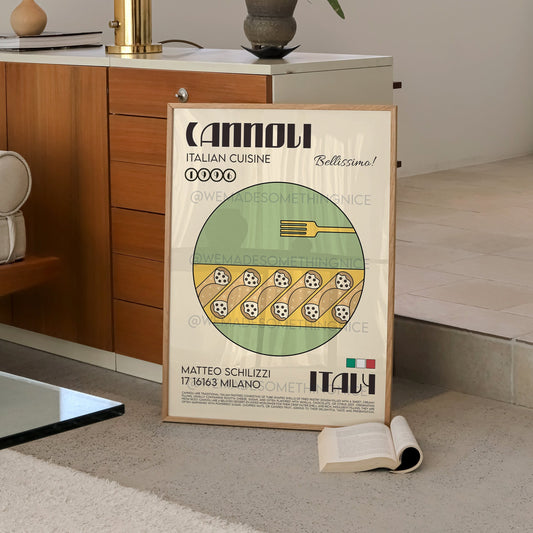 Cannoli Poster, Kitchen Art, Kitchen Poster, Kitchen Print, Food Poster, Italia Art, Retro Wall Art