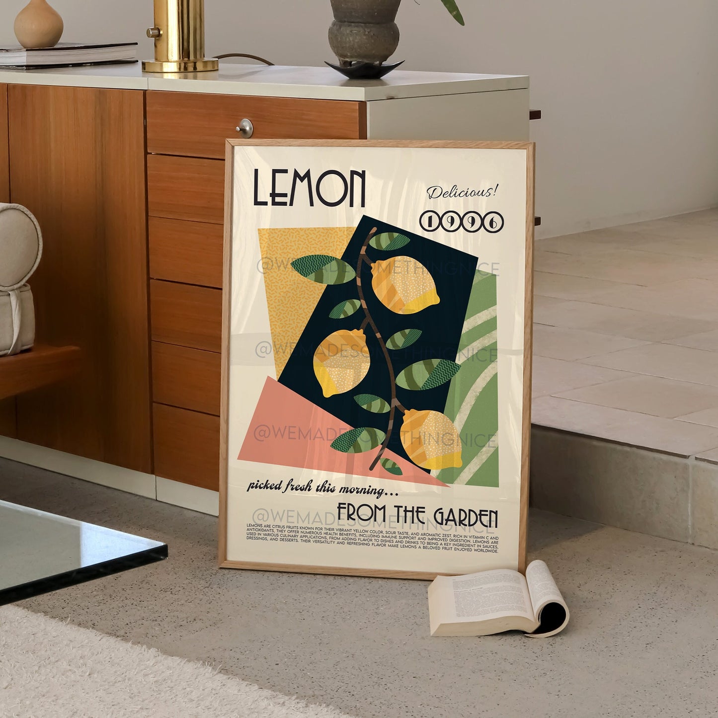 Lemon Poster, Kitchen Art, Kitchen Poster, Kitchen Wall Art, Retro Wall Art, Fruit Poster, Fruit Print, Food Art