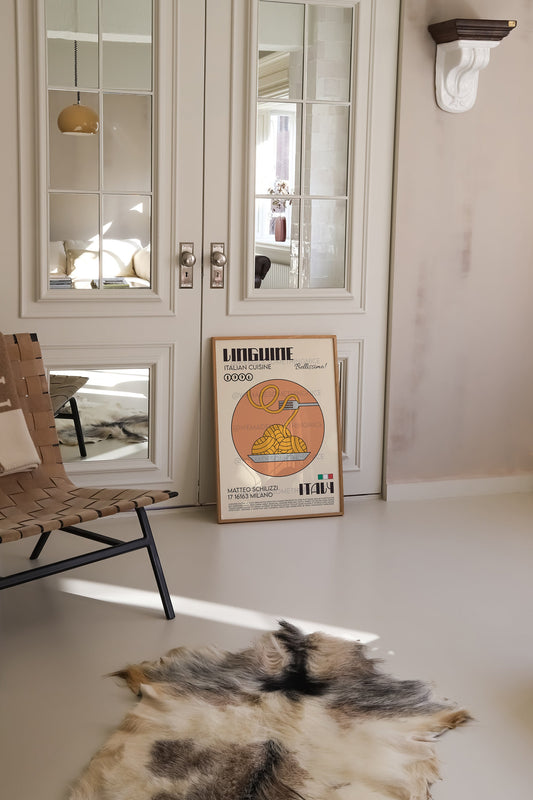 Linguine Poster, Pasta Poster, Kitchen Art, Kitchen wall Art, Italy Poster, Chef Print, Retro Wall Art