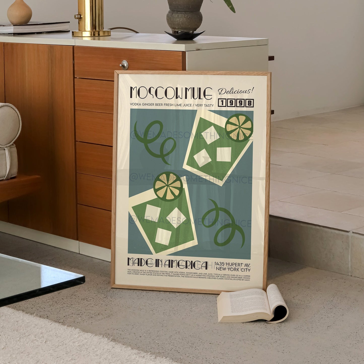 Moscow Mule Print, Kitchen Poster, Kitchen Print, Cocktail Poster, French Retro, Kitchen Decor, Cocktail Poster, Mid Century Modern