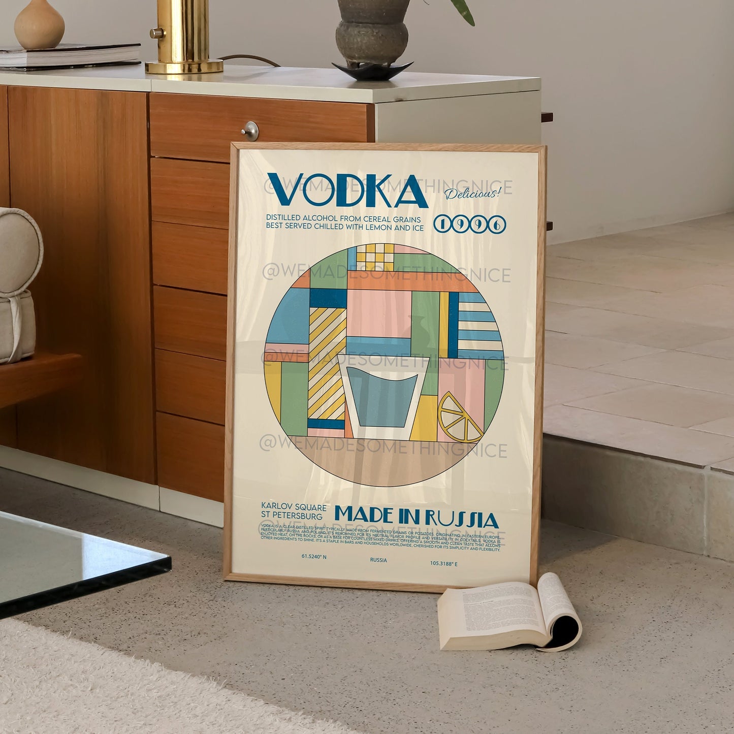 Vodka Print, Bar Cart Print, Cocktail Poster, Cocktail Print, Retro Wall Art, Drinks Poster, French Retro, Kitchen Decor, Mid Century Modern