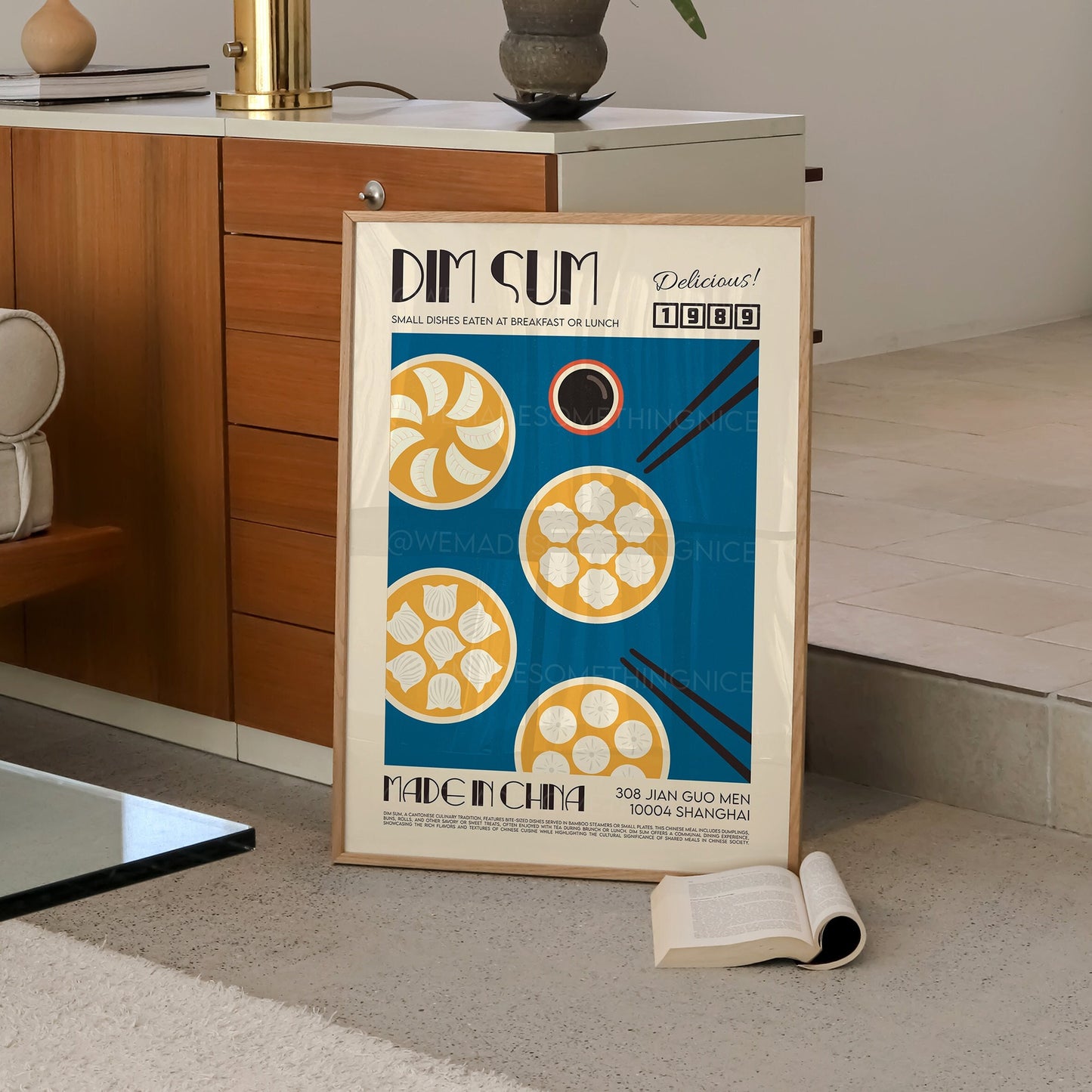 Dim Sum Poster, Kitchen Poster, Kitchen Print, Food Print, Modern Kitchen Decor, Illustration, Chef Print, Exhibition Poster, Retro Wall Art