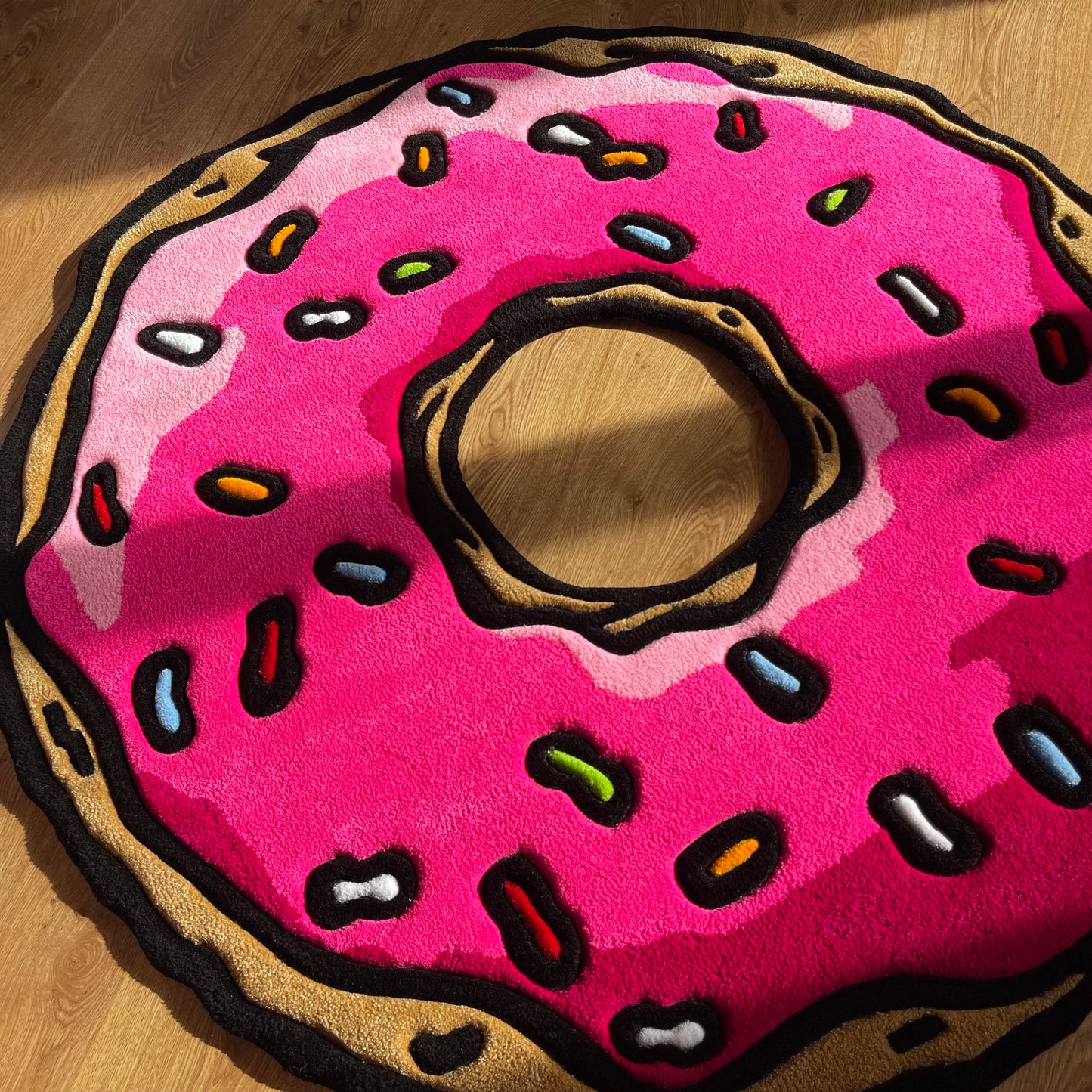Handmade Tufted Pink Donut Rug - Perfect Gift for Friends, Girlfriends, Kids, Colleagues and Cartoon Fans