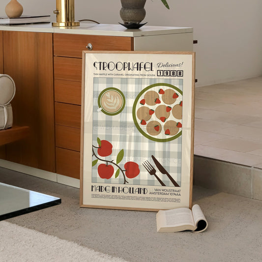 Stroopwafel Poster, Kitchen Art, Kitchen Poster, Kitchen Print, Holland Poster, French Retro, Scandinavian Kitchen Decor, Food Art