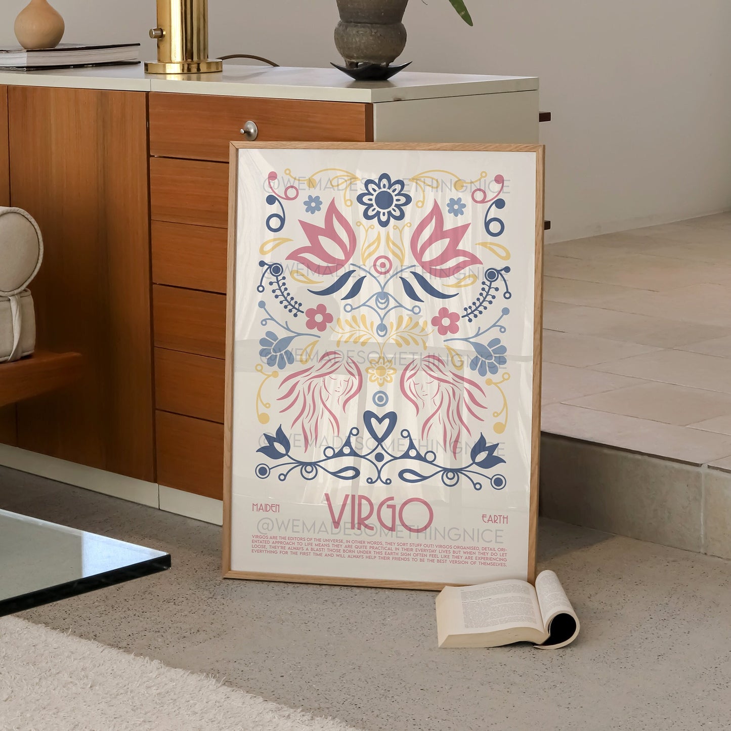 Virgo Poster, Horoscope Print, Astrological Wall Art, Tarot, Exhibition Poster, Zodiac Poster, Birthday Present, Boho, Housewarming, Bedroom