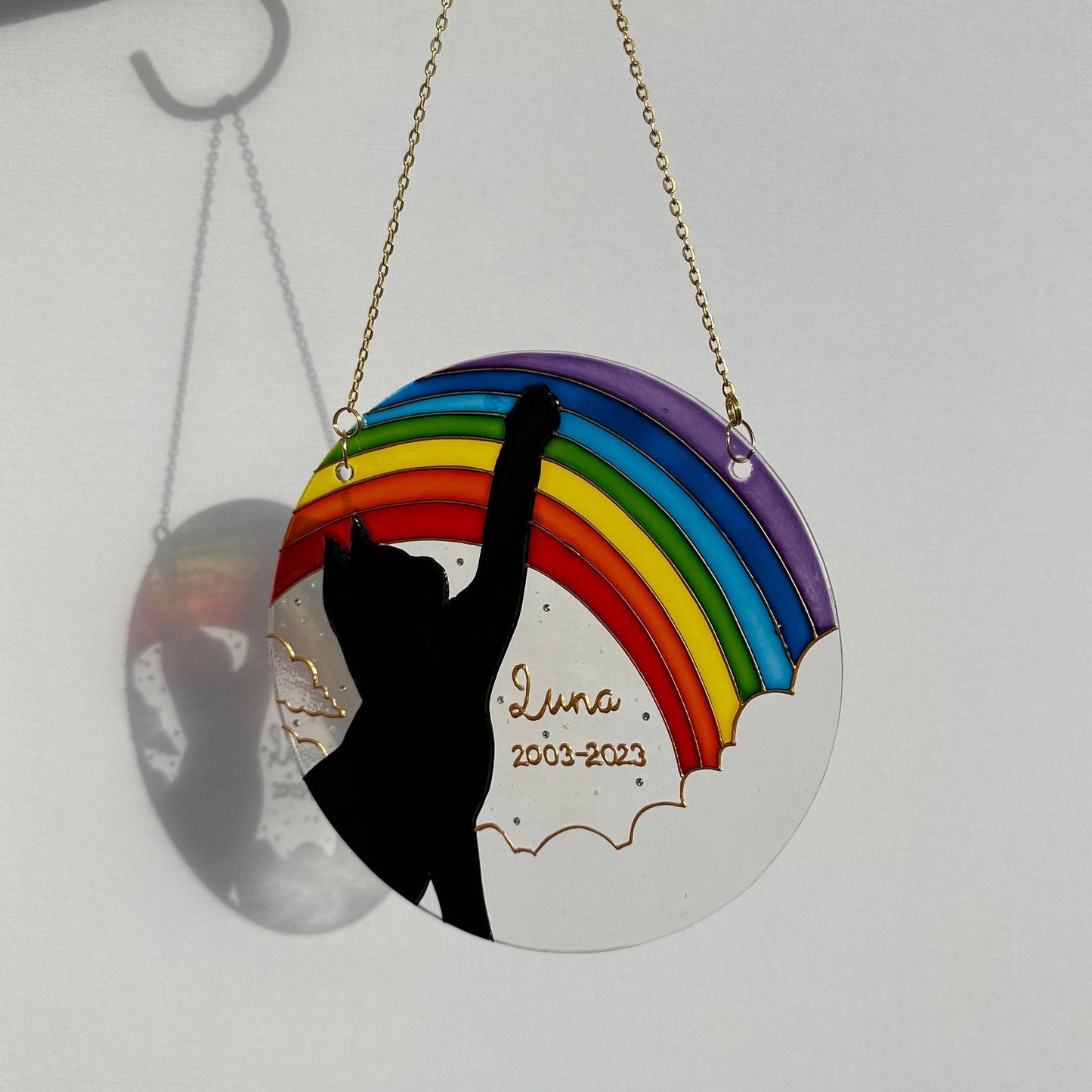 Personalized cat memorial Suncatcher for window Cat lover gift Aesthetic room decor Custom stained glass painting