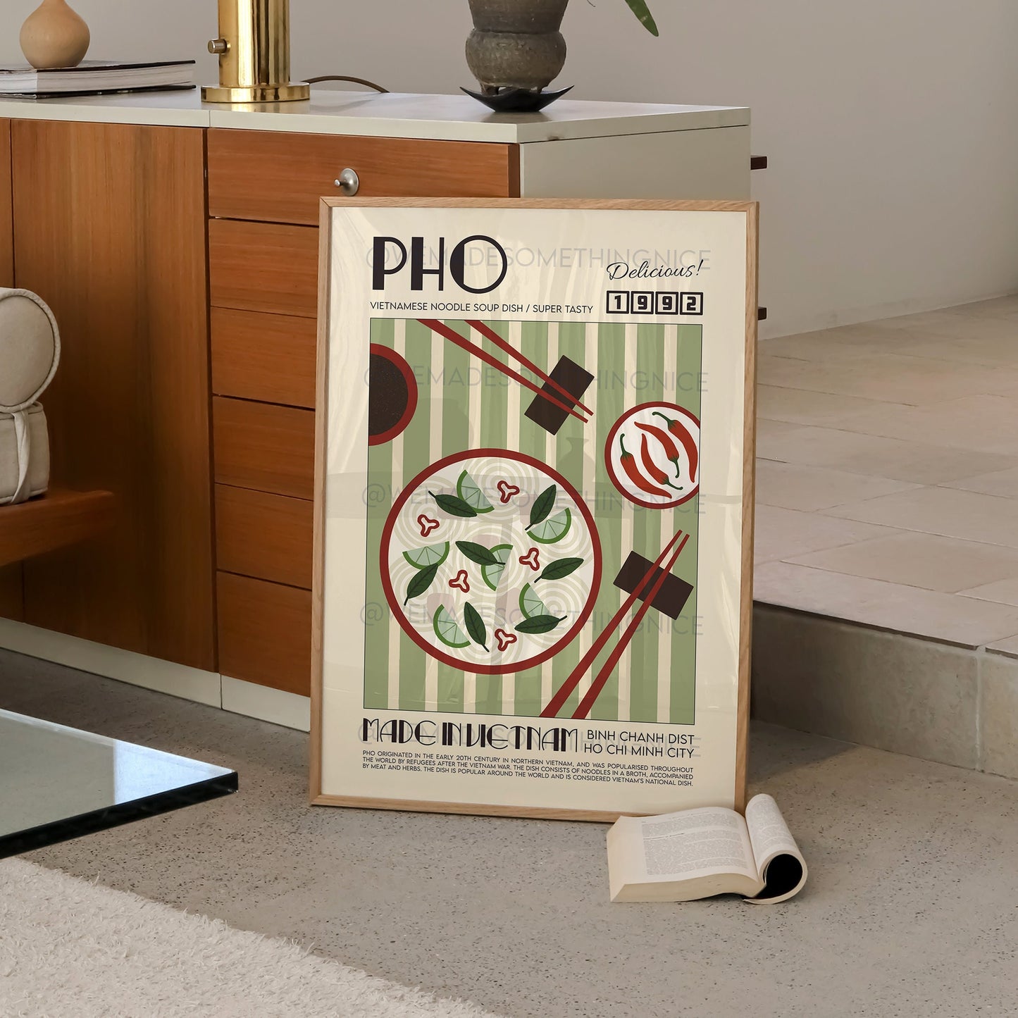 Pho Poster, Kitchen Poster, Kitchen Print, Food Print, Modern Kitchen Decor, Chef Print, Bar Art, Exhibition Poster, Retro Food Poster