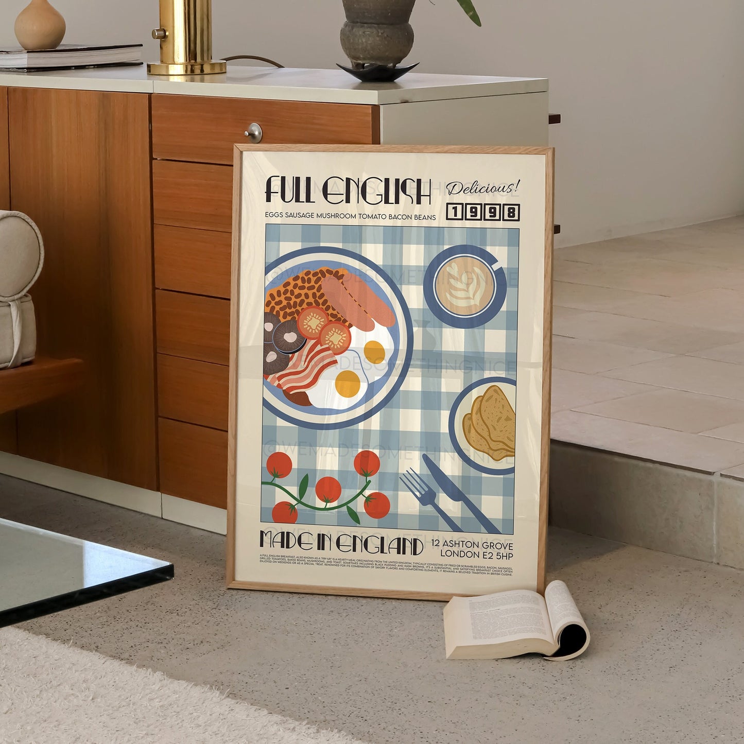 Full English Breakfast Poster, Kitchen Art, Kitchen Poster, Kitchen Print, Modern Kitchen Decor, Bar Art, Exhibition Poster, Retro Wall Art