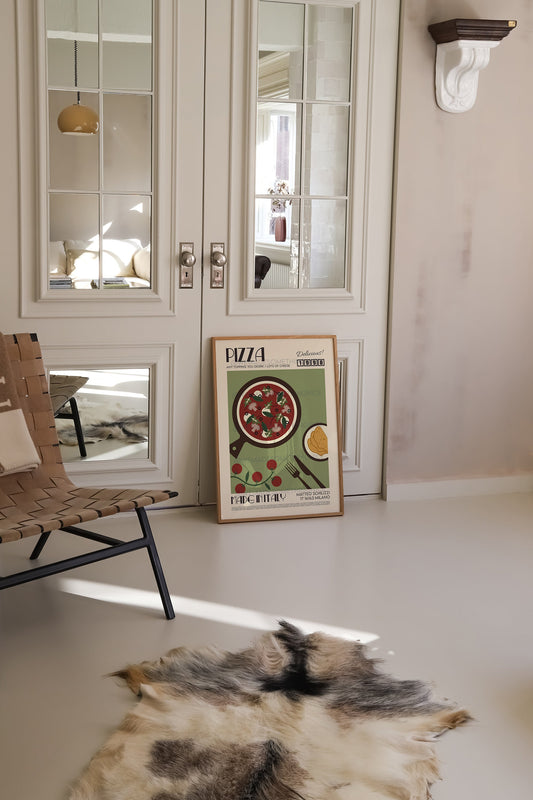 Pizza Print, Kitchen Poster, Kitchen Print, Food Poster, Kitchen Art, Kitchen Decor, Food Art, Mid Century Modern,